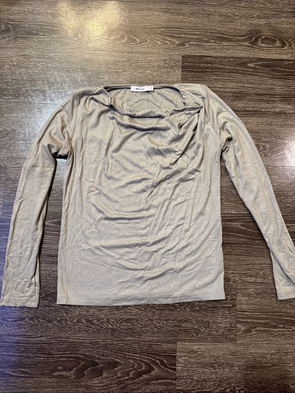 Mod Ref Light Taupe Cowl-Neck Long Sleeve Top